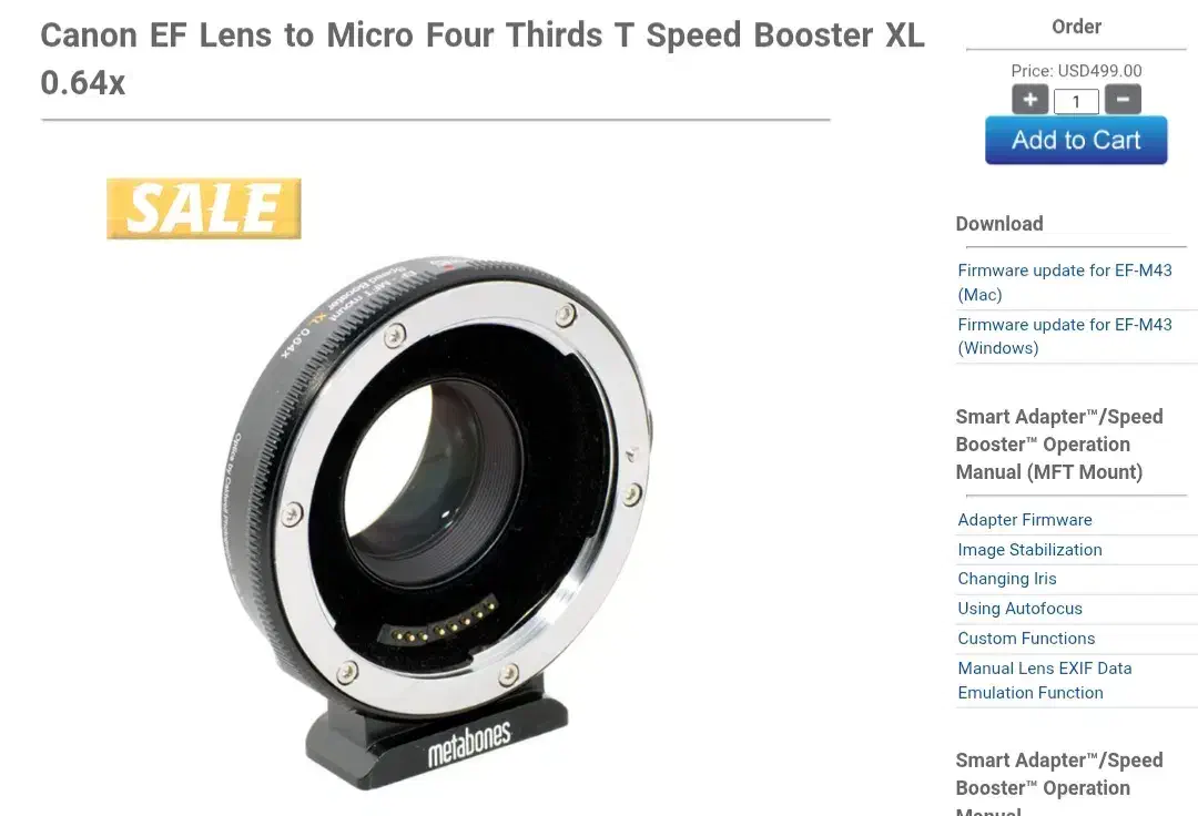 متابونز Canon EF to Micro 4/3 SpeedBooster 0.64X|دوربین عکاسی و فیلم‌برداری|تهران, قیطریه|دیوار