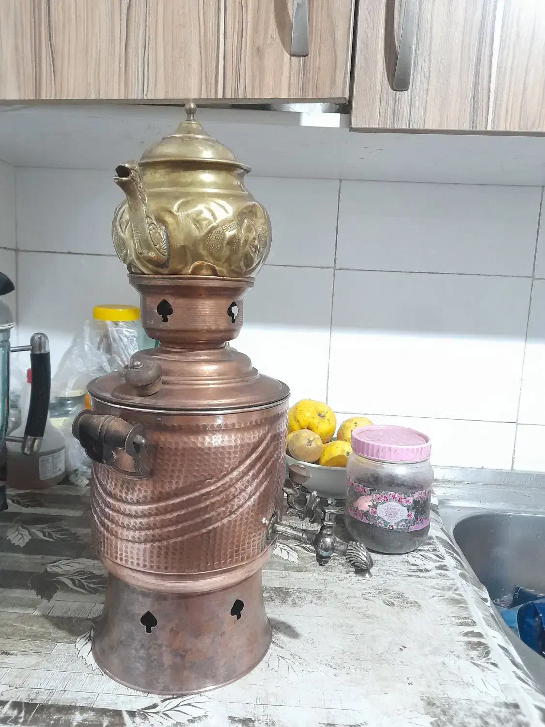 سماور مسی هم میشه رو گاز گذاشتش هم روی ذغال|سماور، چای‌ساز، قهوه‌ساز|هشتگرد, گلسار|دیوار