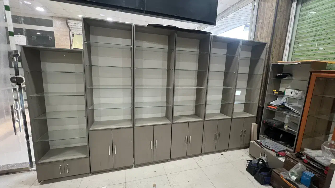 ویترین و کمد MDF خارجی اداری لباس کتابخانه گلحصار|کتابخانه، شلف، قفسههای دیواری|باقرشهر, |دیوار