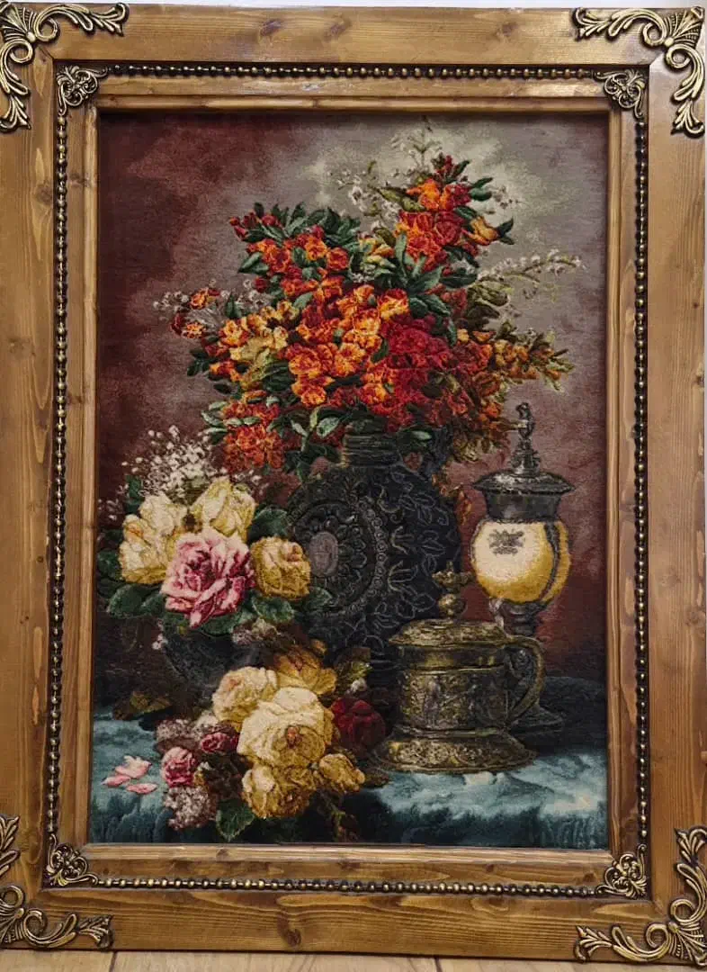 تابلو فرش دستبافت گل وفانوس|تابلو فرش|لنگرود, |دیوار