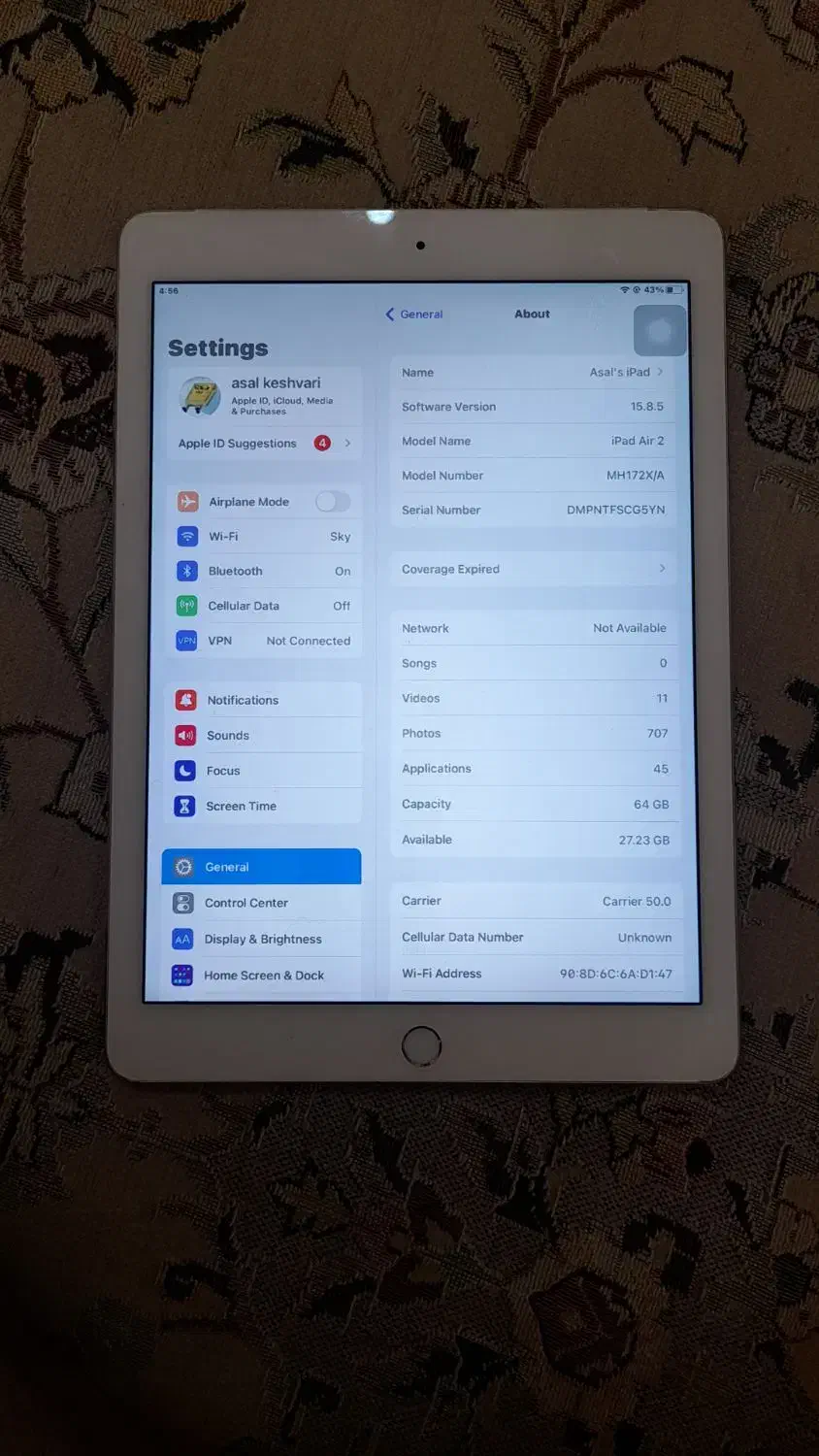 IPAD Air 2 wifi +cellular 64G|تبلت|تهران, تهرانپارس غربی|دیوار