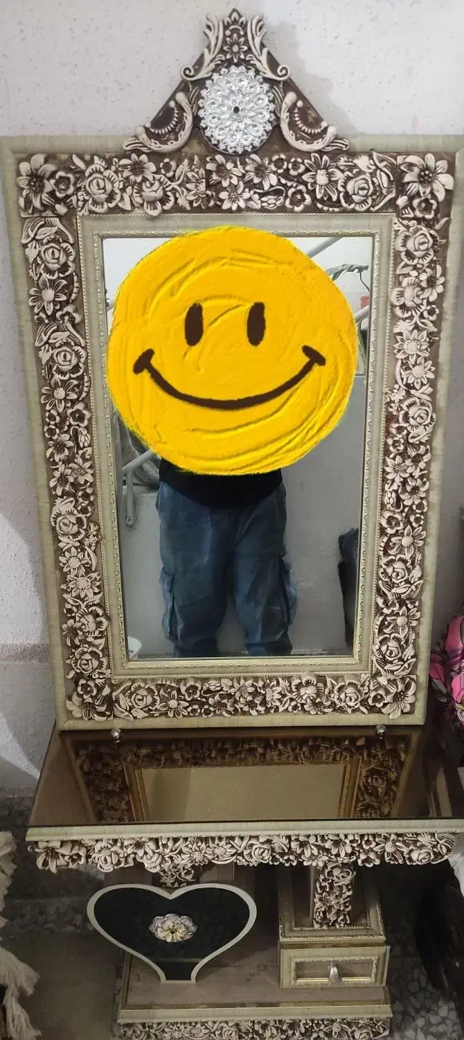 آیینه و شمعدون در حد نو|صنایع دستی و سایر لوازم تزئینی|لنگرود, |دیوار