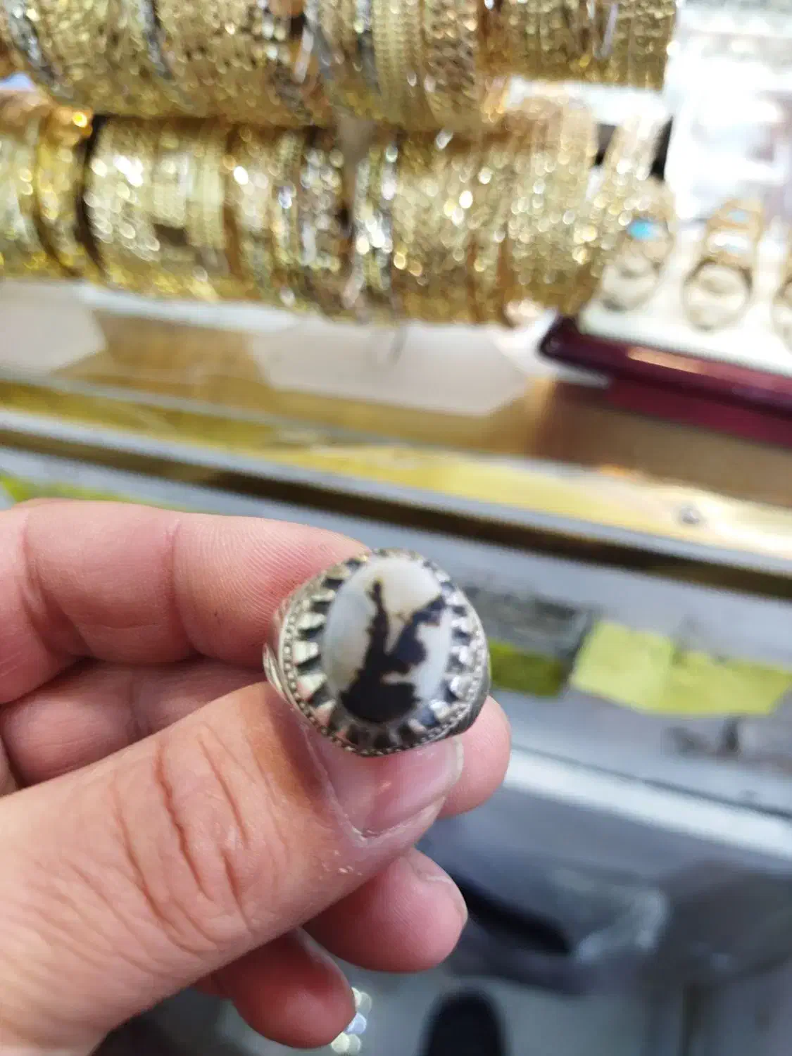 انگشتر نقره نگین شجر اصلی|جواهرات|مشهد, پایین خیابان|دیوار