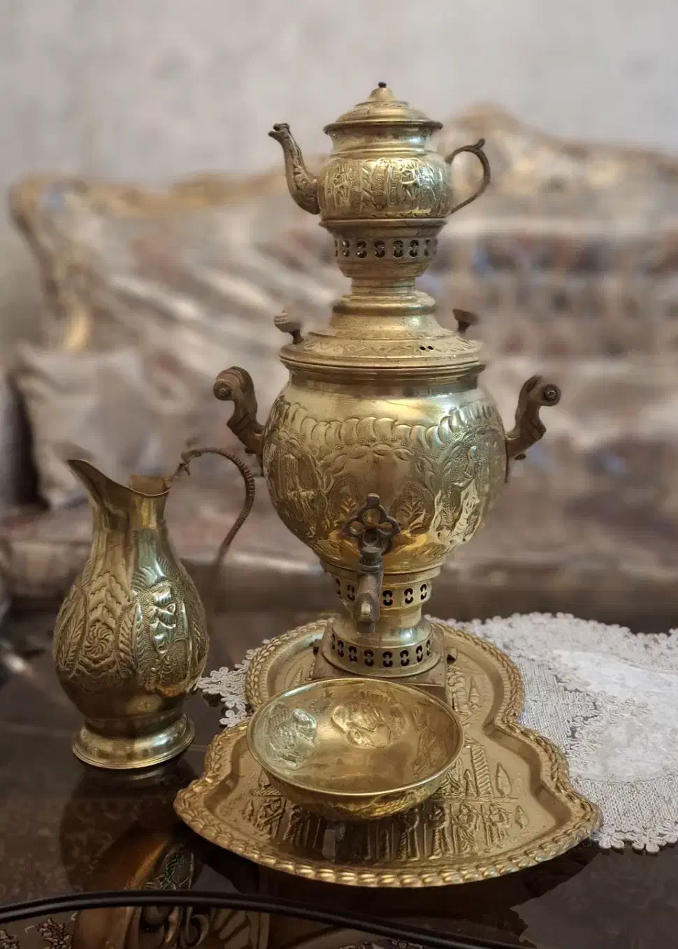 سماور زغالی برنز|سماور، چایساز، قهوهساز|بهار, |دیوار