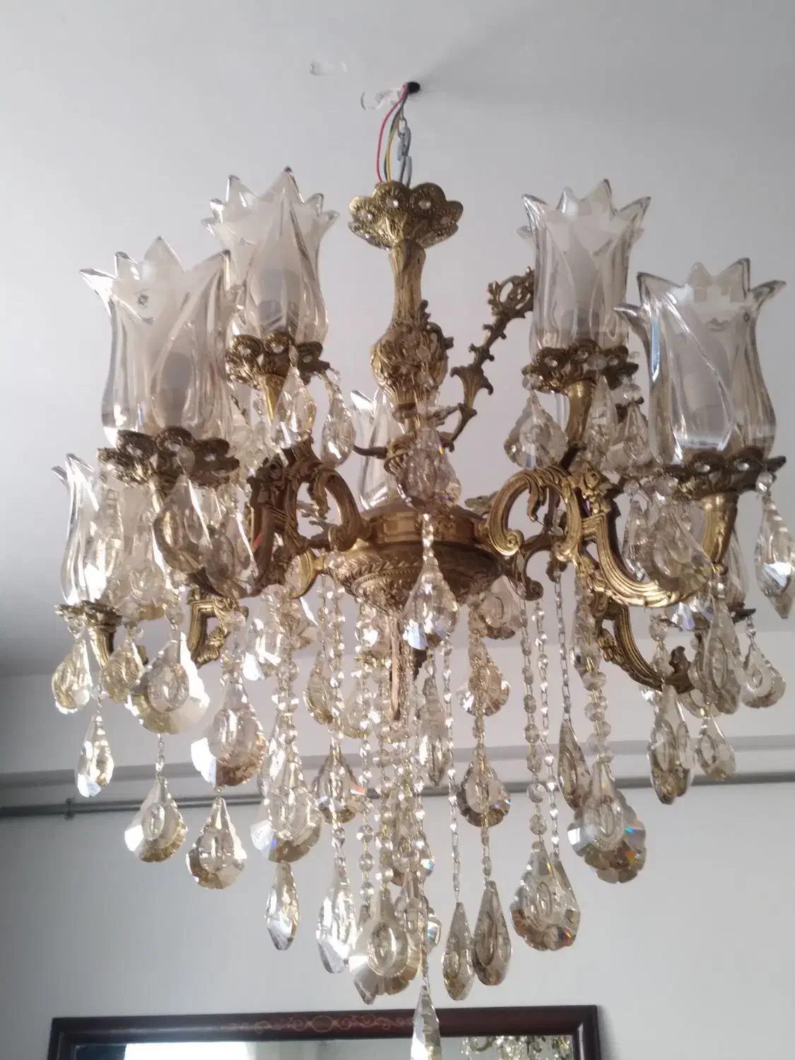 لوستر برنز بزرگ و سنگین|لوستر و چراغ آویز|تبریز, |دیوار