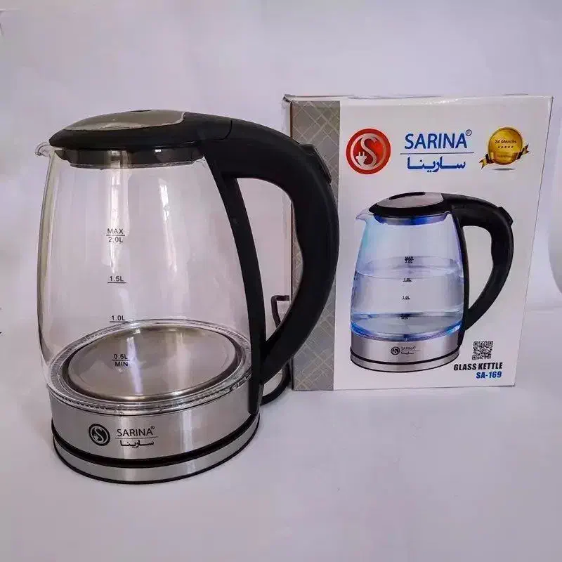 کتری برقی قطع کن دار 2لیتری استیل و پیرکس|اجاق گاز و لوازم برقی پختوپز|کرمانشاه, |دیوار