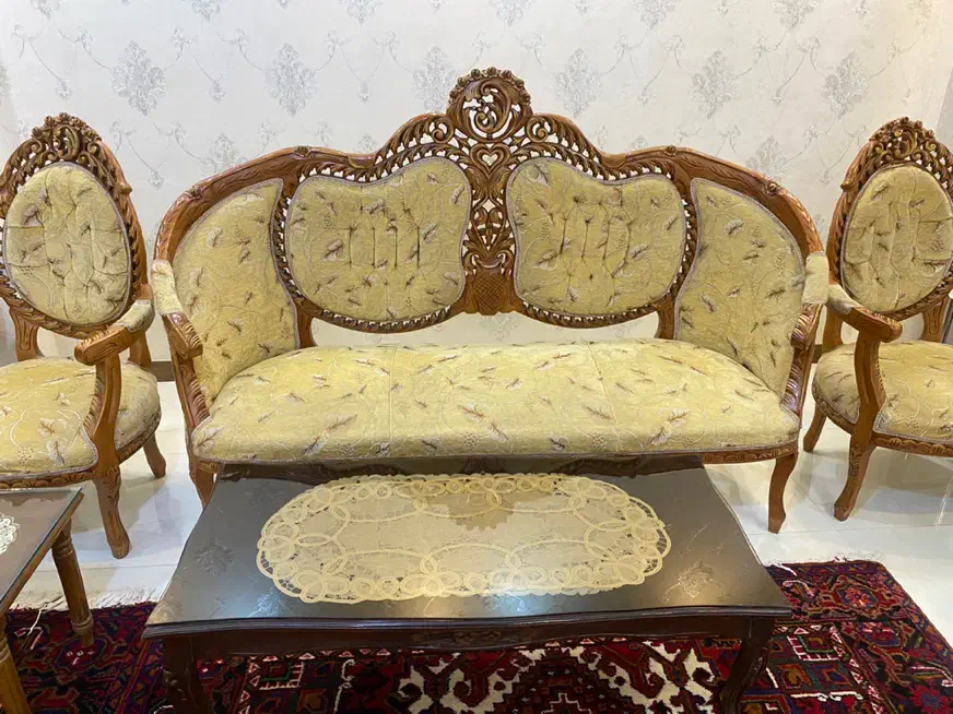 مبل نه نفره پشت و‌ رو منبت(فرحی)|مبلمان خانگی و میز عسلی|سهند, |دیوار