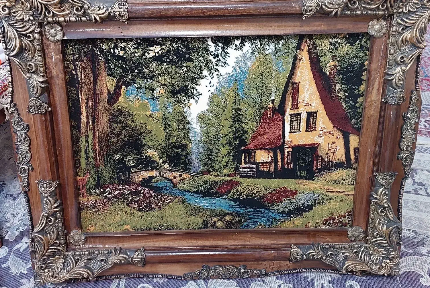 تابلو فرش نفیس و چشمنواز، طرح خانه و منظره|تابلو فرش|رشت, پارک شهر|دیوار