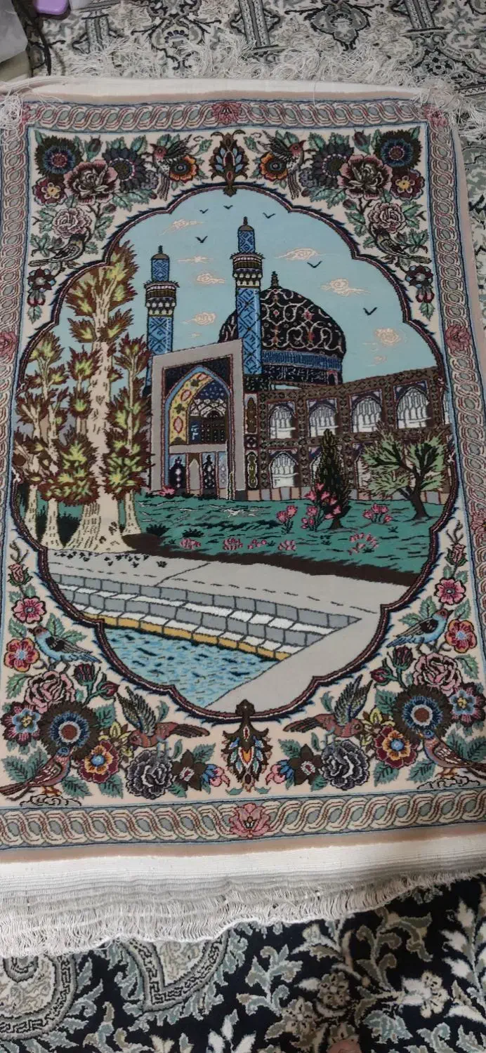 قالیچه ی دستباف ابریشمی|تابلو فرش|اصفهان, دانشگاه افسری امیرالمومنین|دیوار