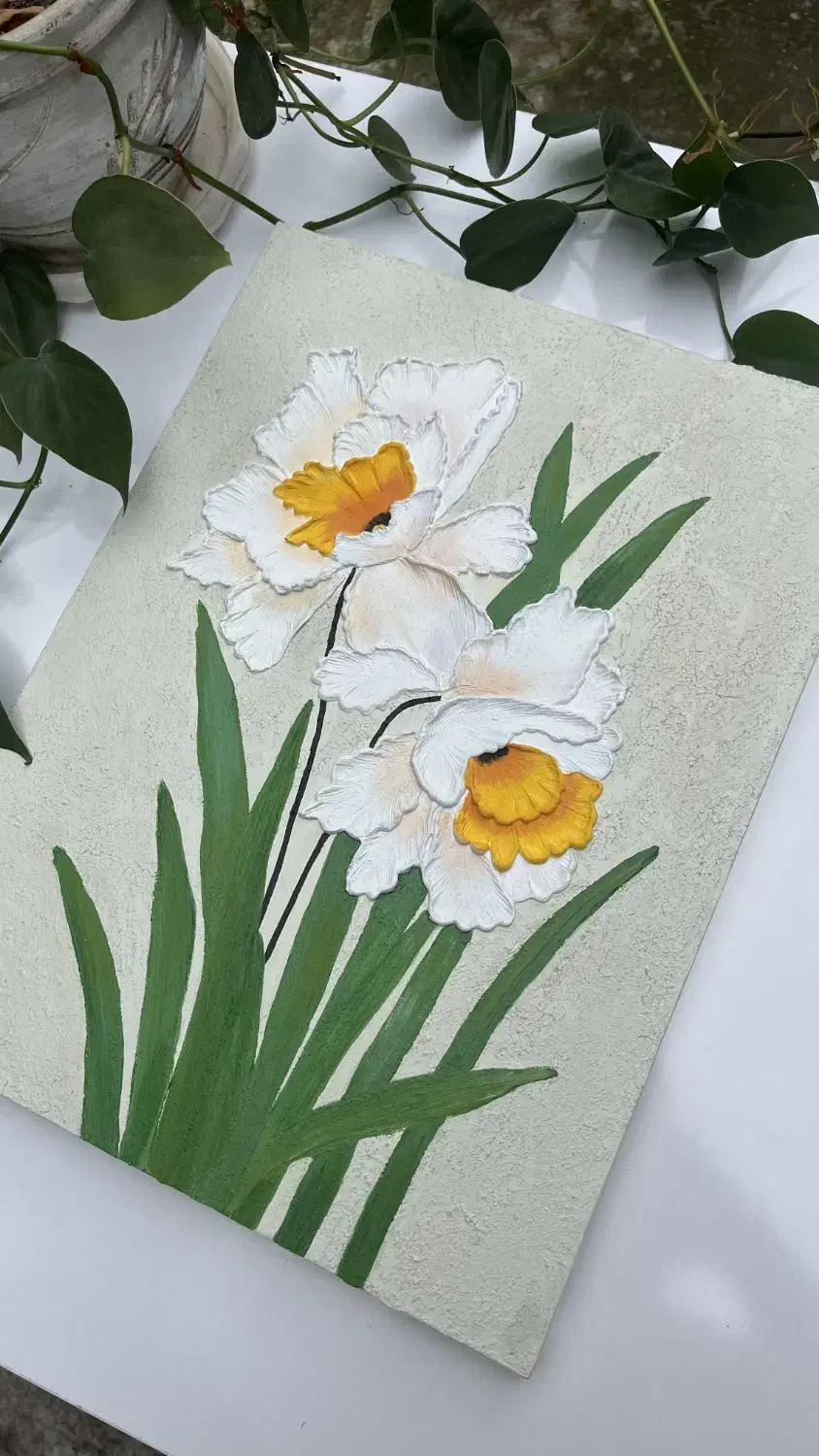 تابلو نقاشی گل نرگس برجسته|تابلو، نقاشی، عکس|بابل, |دیوار
