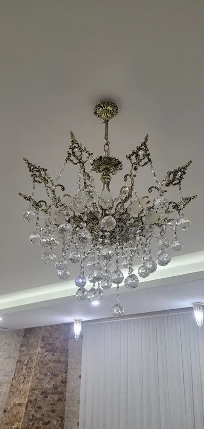 دو عددلوستر تمام برنز ۱۰شاخه|لوستر و چراغ آویز|تبریز, |دیوار