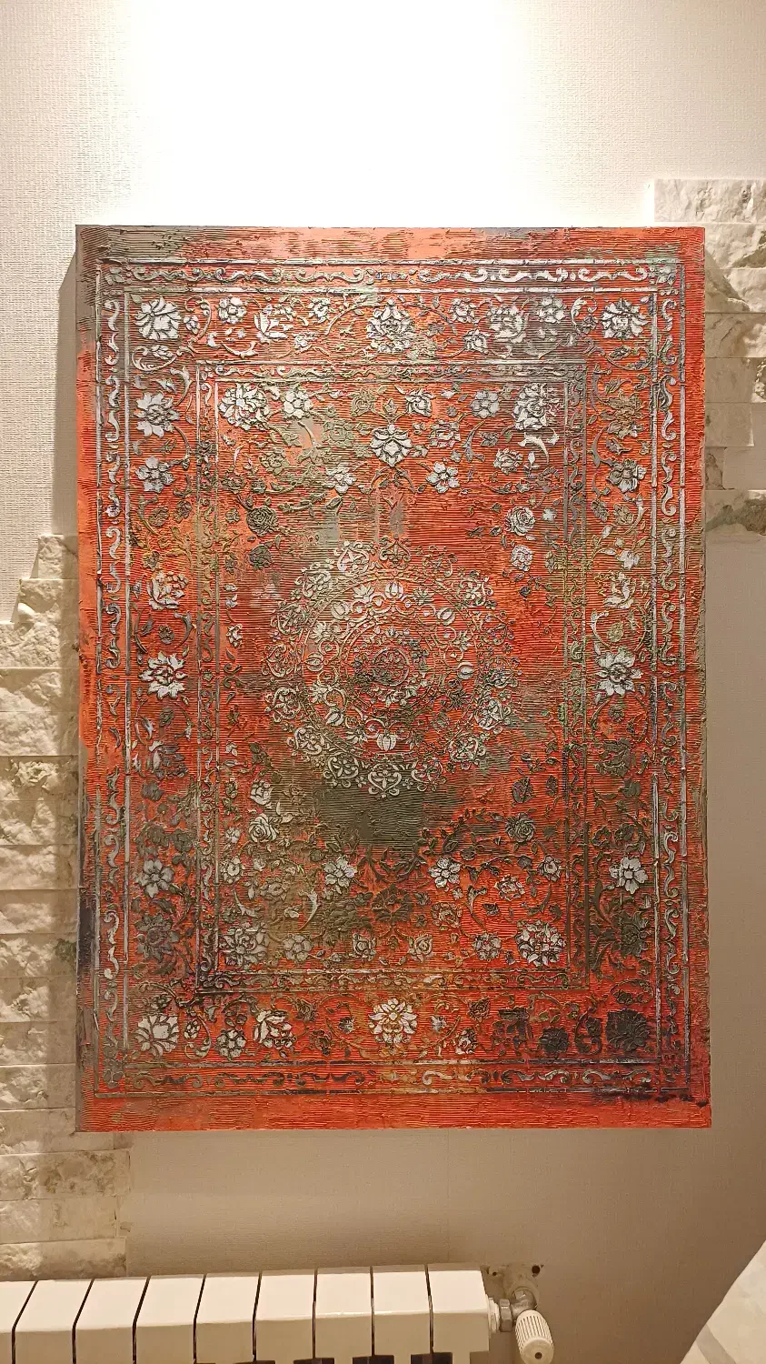 تابلو برجسته دکوراتیو با تکسچر(طرح فرشِ کهنه نما)|تابلو، نقاشی، عکس|تهران, امیریه|دیوار