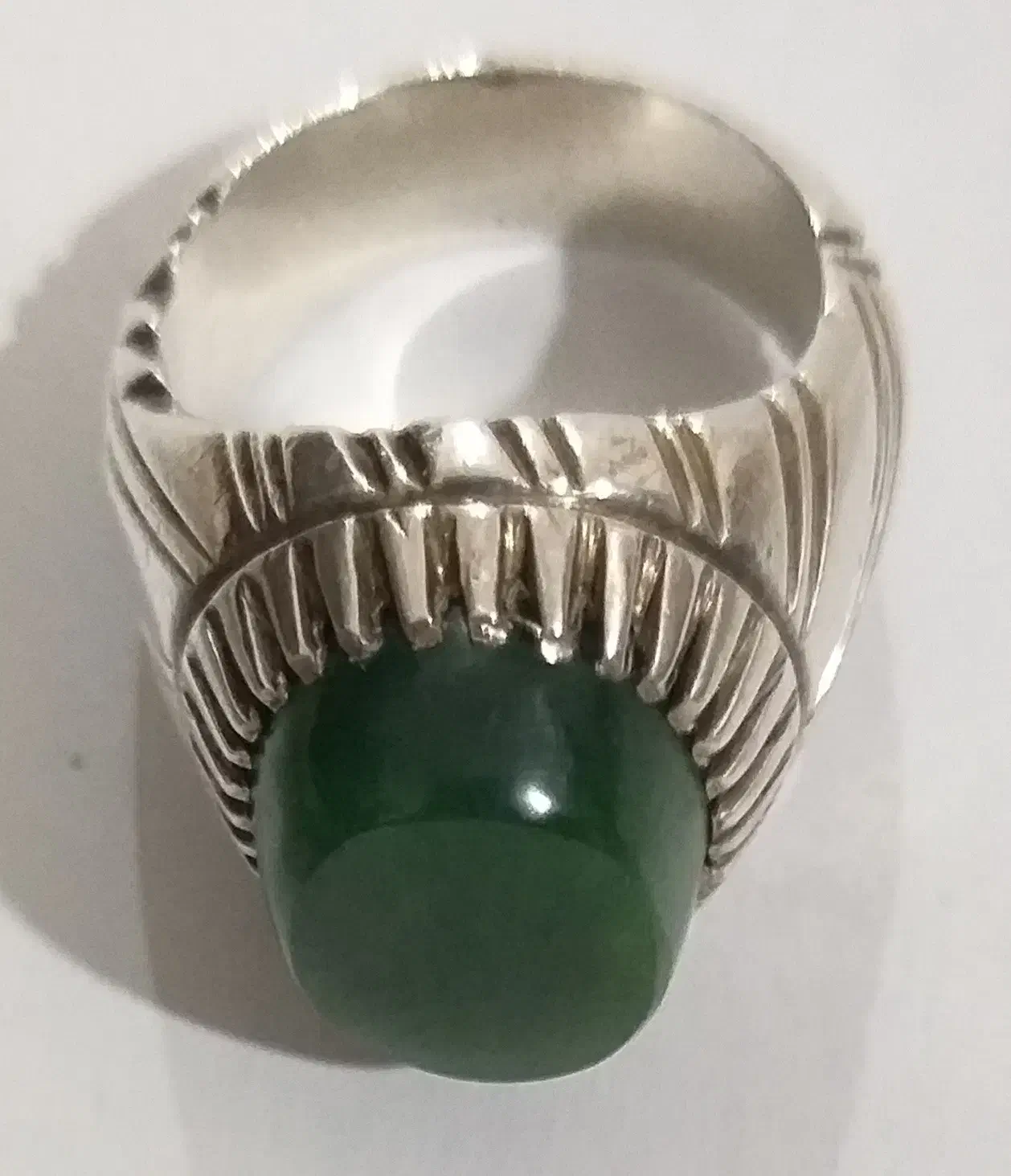 انگشتر نقره با نگین یشم|جواهرات|مینودشت, |دیوار