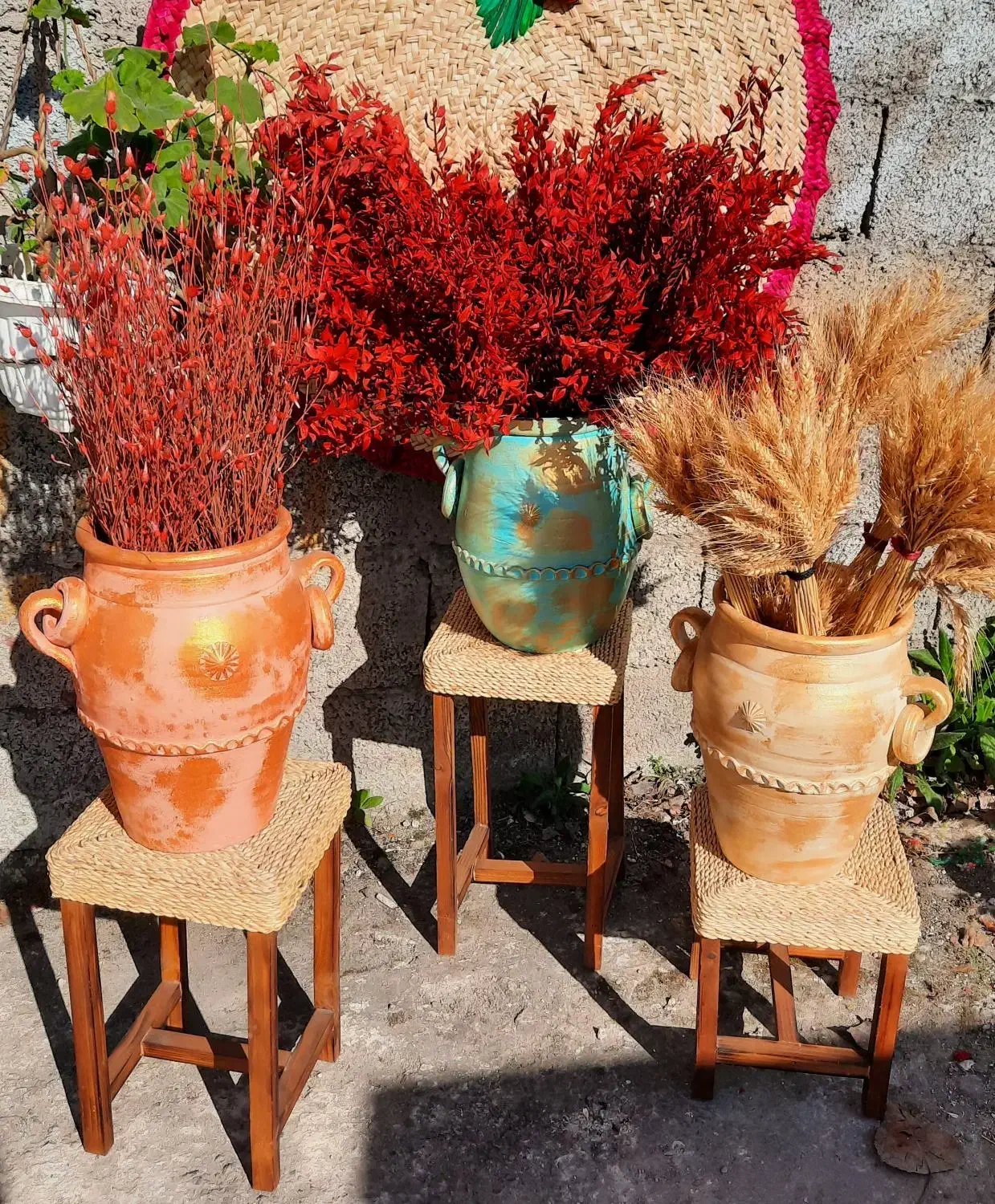 گل خشک ،دسته گندم و گلدون پتینه|گل مصنوعی|رشت, هلال احمر|دیوار