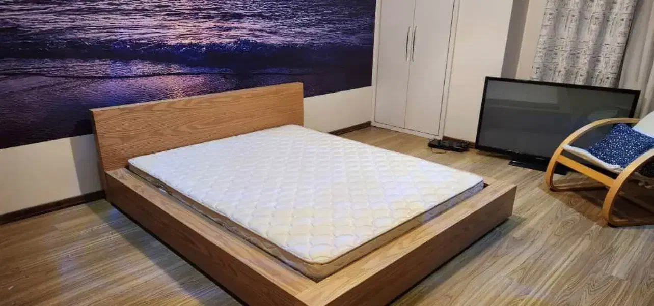 تخت خواب چوبی مدرن،چوب بلوط آمریکایی|تخت و سرویس خواب|تهران, گلستان (شهرک راه آهن)|دیوار