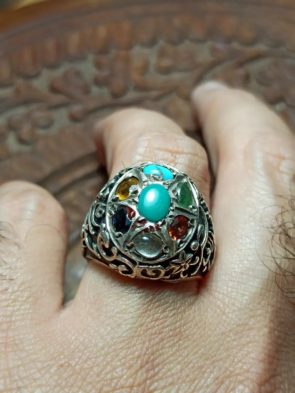 انگشتر نقره چند نگین|جواهرات|رشت, شهرک صبا|دیوار