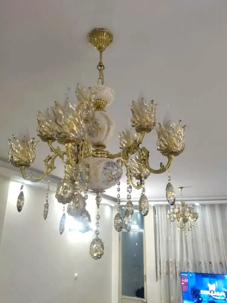 دو عدد لوستر برنز سرامیک ۱۰ شعله|لوستر و چراغ آویز|فردیس, شهرک ۱۱۰|دیوار