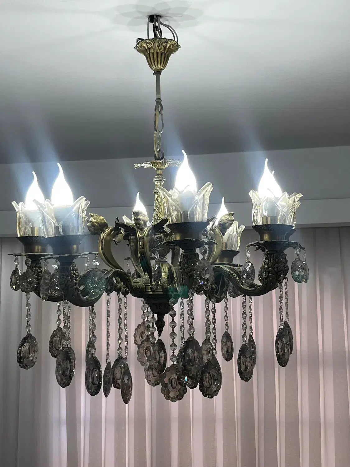 لوستر ۸ شاخه فرشته|لوستر و چراغ آویز|ری, علایین|دیوار