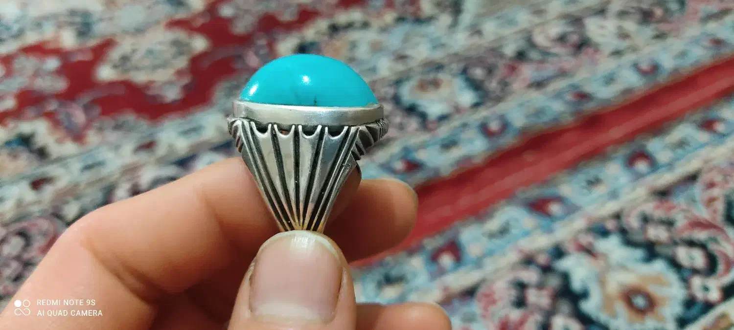 انگشتر‌کلکسیونی‌‌یاقوت‌سرخ‌‌وفیروزه‌مغز‌درشت‌|جواهرات|سمنان, |دیوار