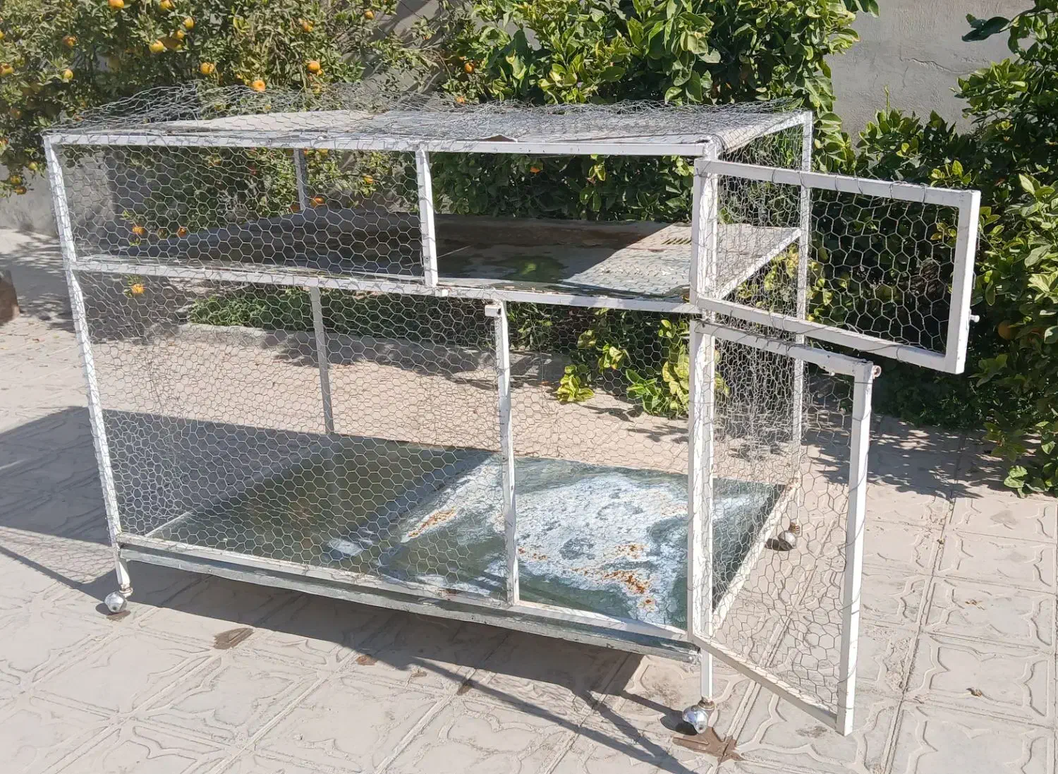 قفس آهنی دو طبقه همراه با کفی کشویی|لوازم جانبی حیوانات|داراب, |دیوار