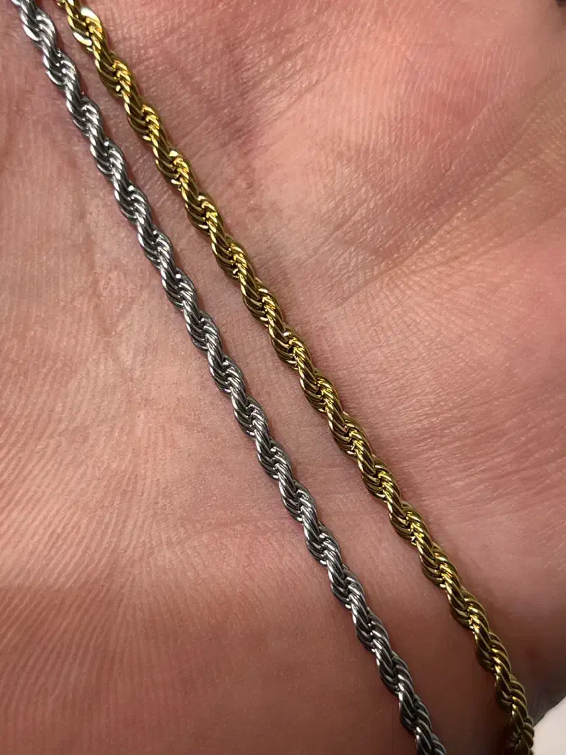 زنجیر طنابی فول مشابه طلا رنگ ثابت|بدلیجات|خمینی‌شهر, |دیوار