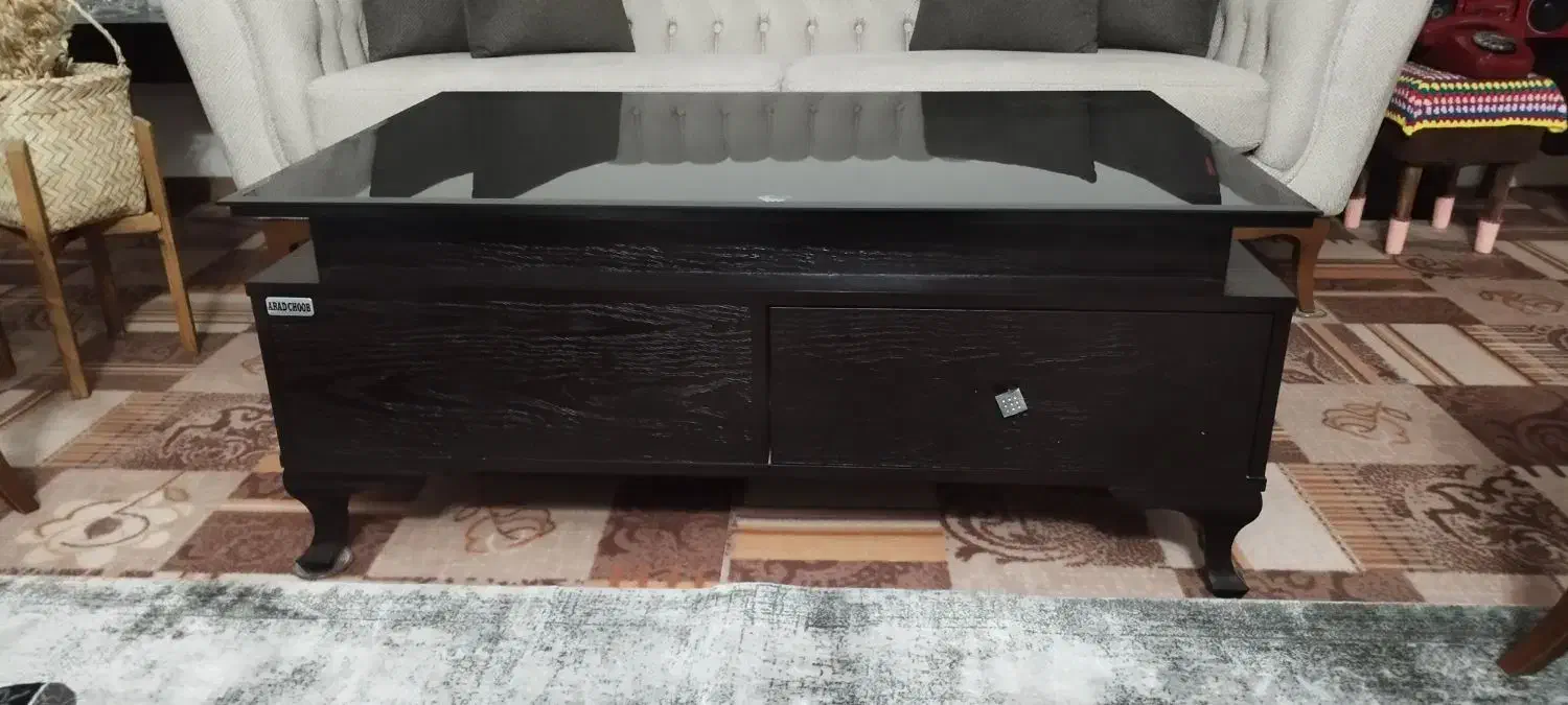 میز جلو مبلی چوبی کشودار شیشه سکوریت نشکن|مبلمان خانگی و میز عسلی|پاکدشت, پاکدشت (مامازند)|دیوار