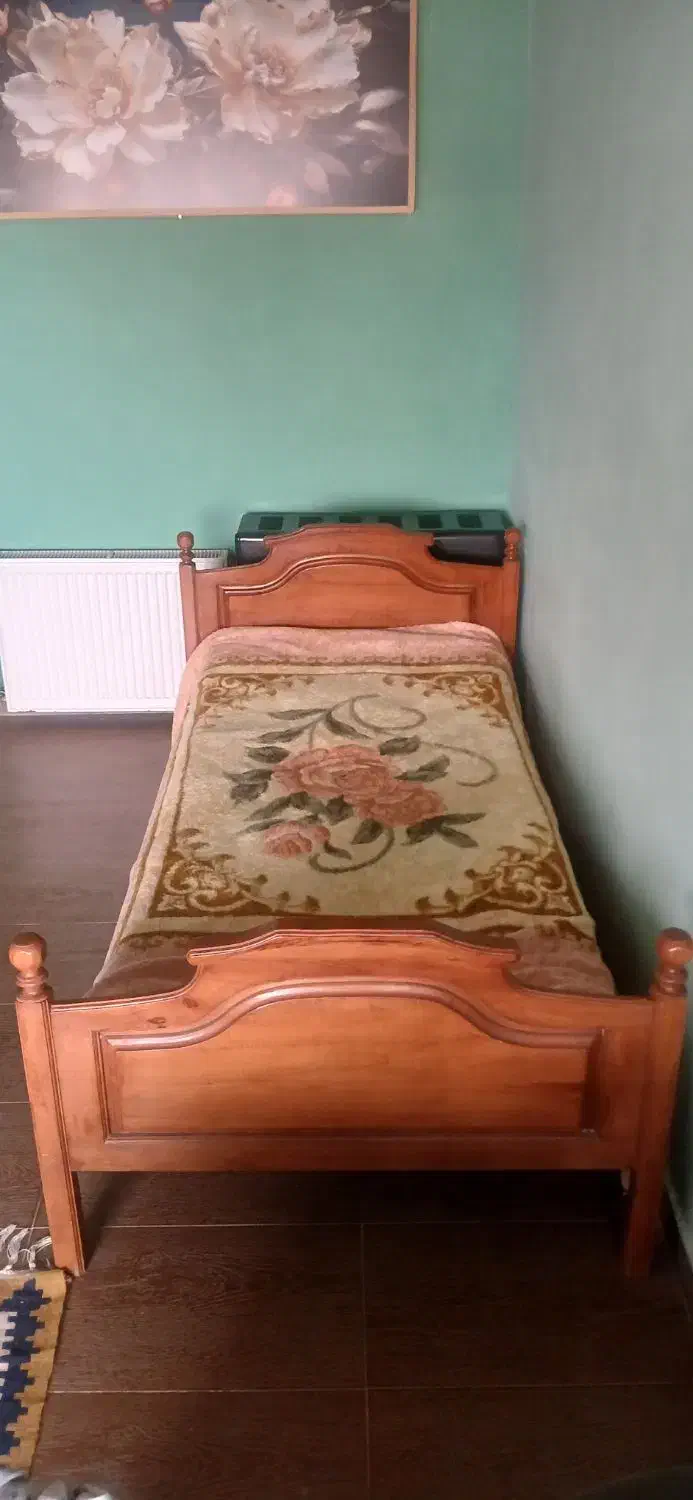 تخت خواب ۱ نفره تمام چوب|تخت و سرویس خواب|سلمانشهر, |دیوار