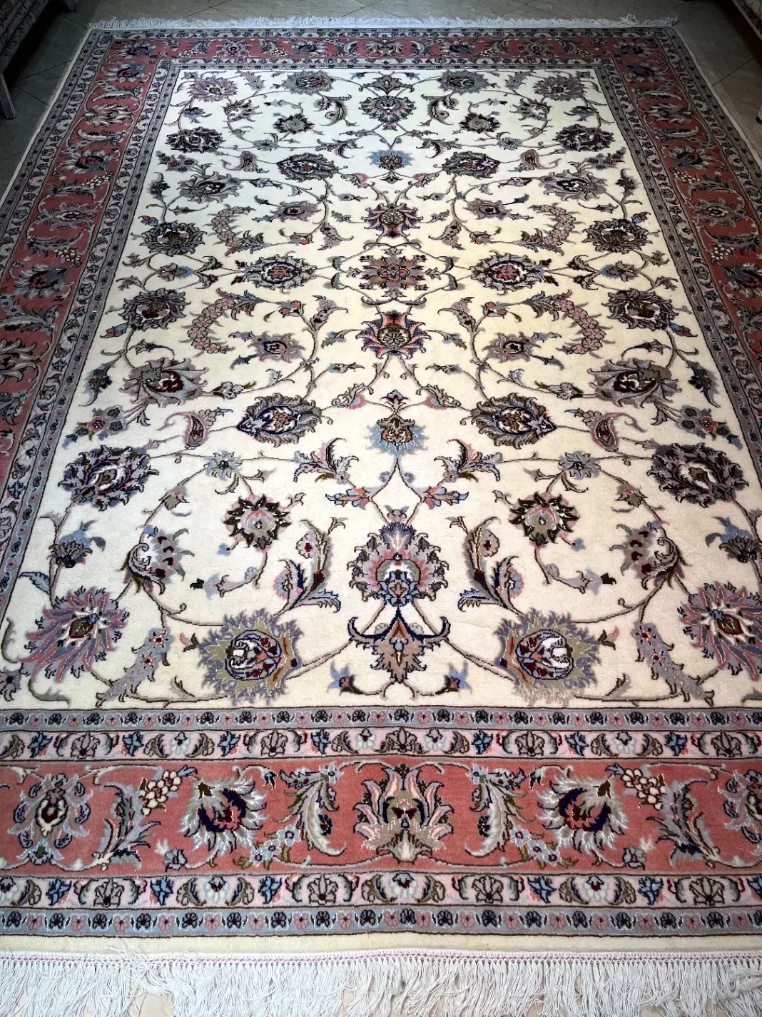 فرش دستباف جفت ۹ متری افشان کرم آستان قدس دستبافت|فرش|تهران, مولوی|دیوار