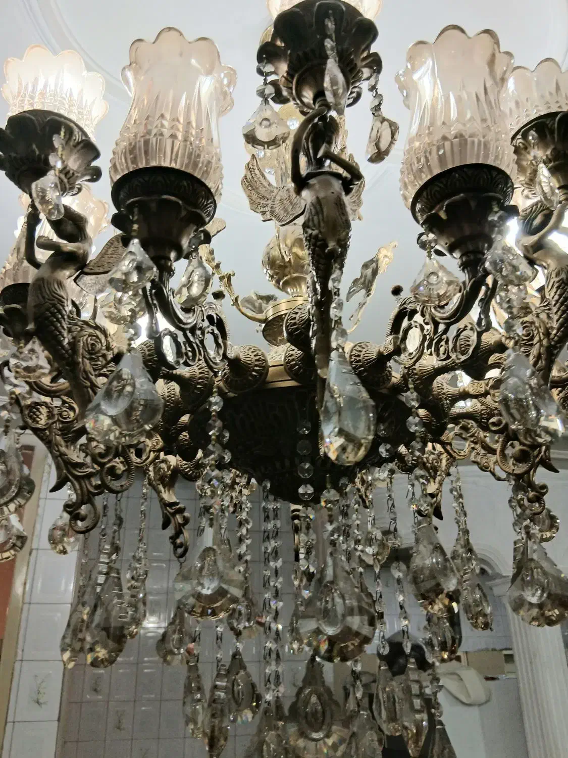 لوستر برنج|لوستر و چراغ آویز|آبیک, |دیوار