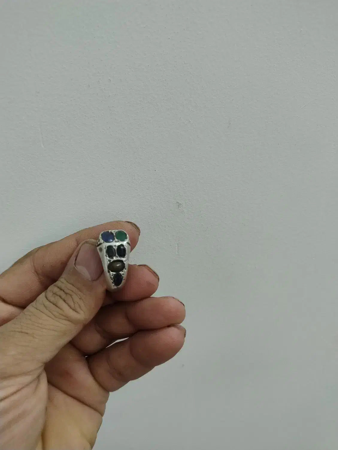 انگشتر نقره رکاب مانی ده جواهر زمرد یاقوت کبود|جواهرات|پاکدشت, پاکدشت (مامازند)|دیوار