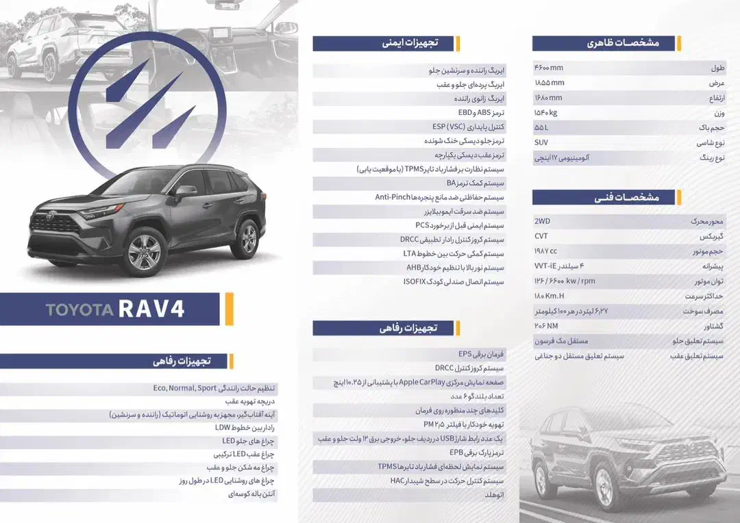 حواله تویوتا راو۴ مدل۲۰۲۵|خودرو سواری و وانت|لاهیجان, گلستان|دیوار