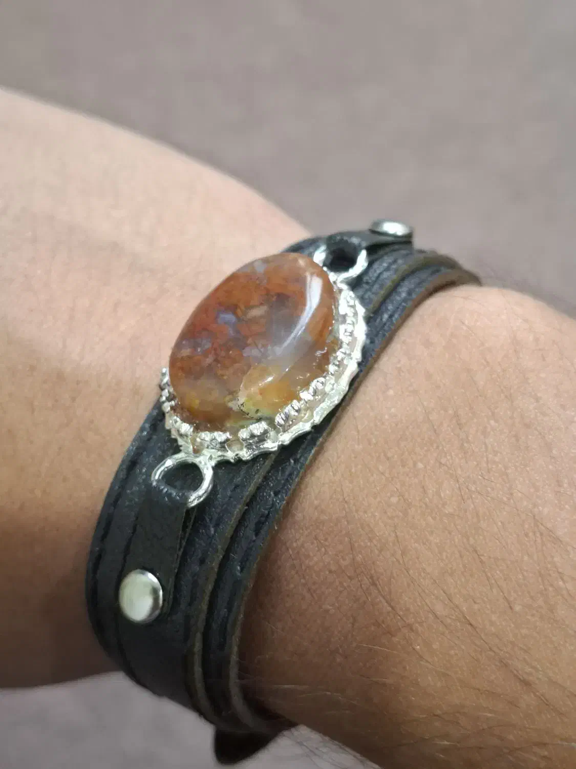 دستبند عقیق شجر پاییزی چرم طبیعی|جواهرات|تهران, خانی آباد نو شمالی|دیوار