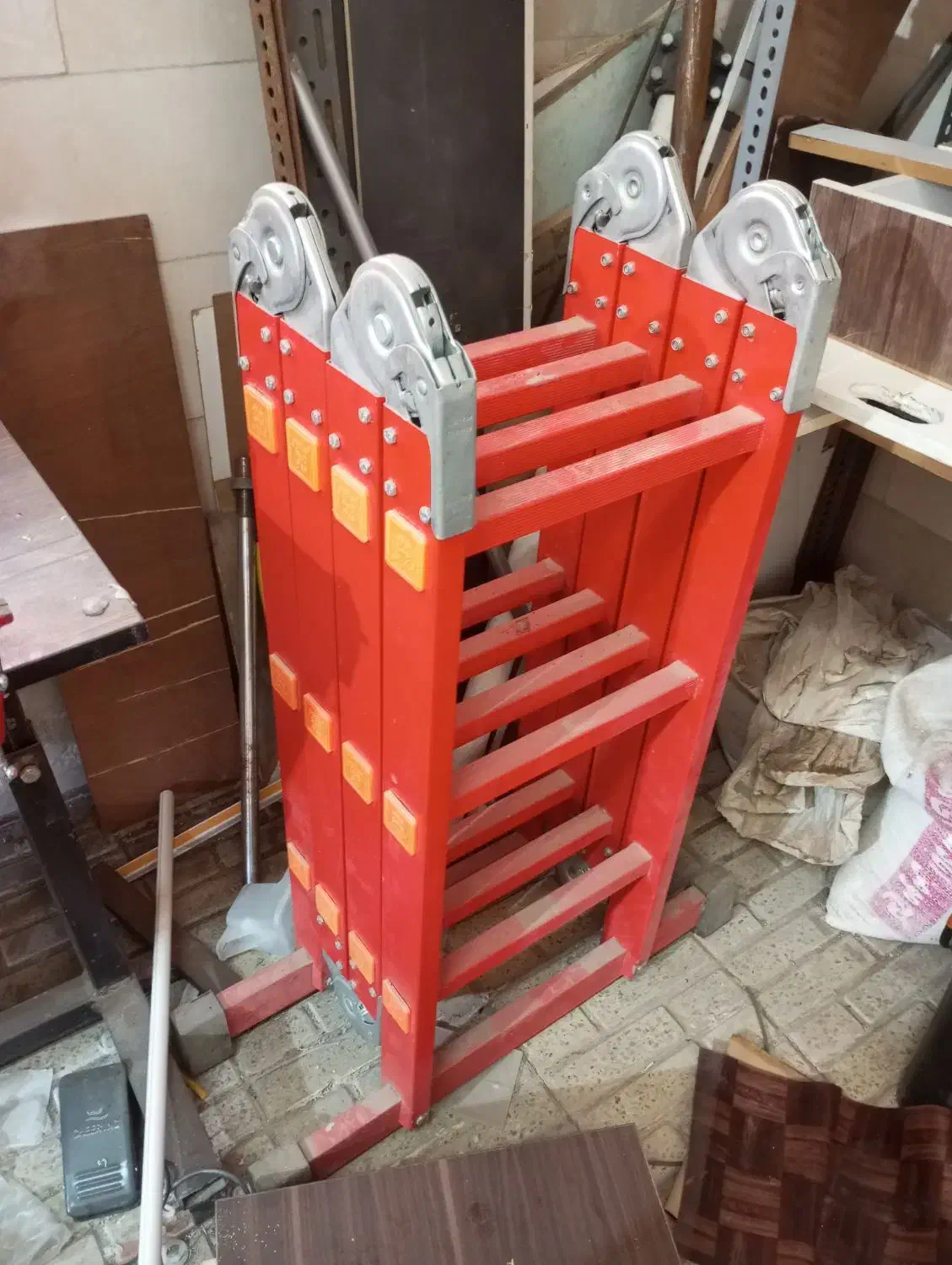 نردبان تاشو آلومینیوم چهار متری|ابزارآلات|مشکیندشت, |دیوار