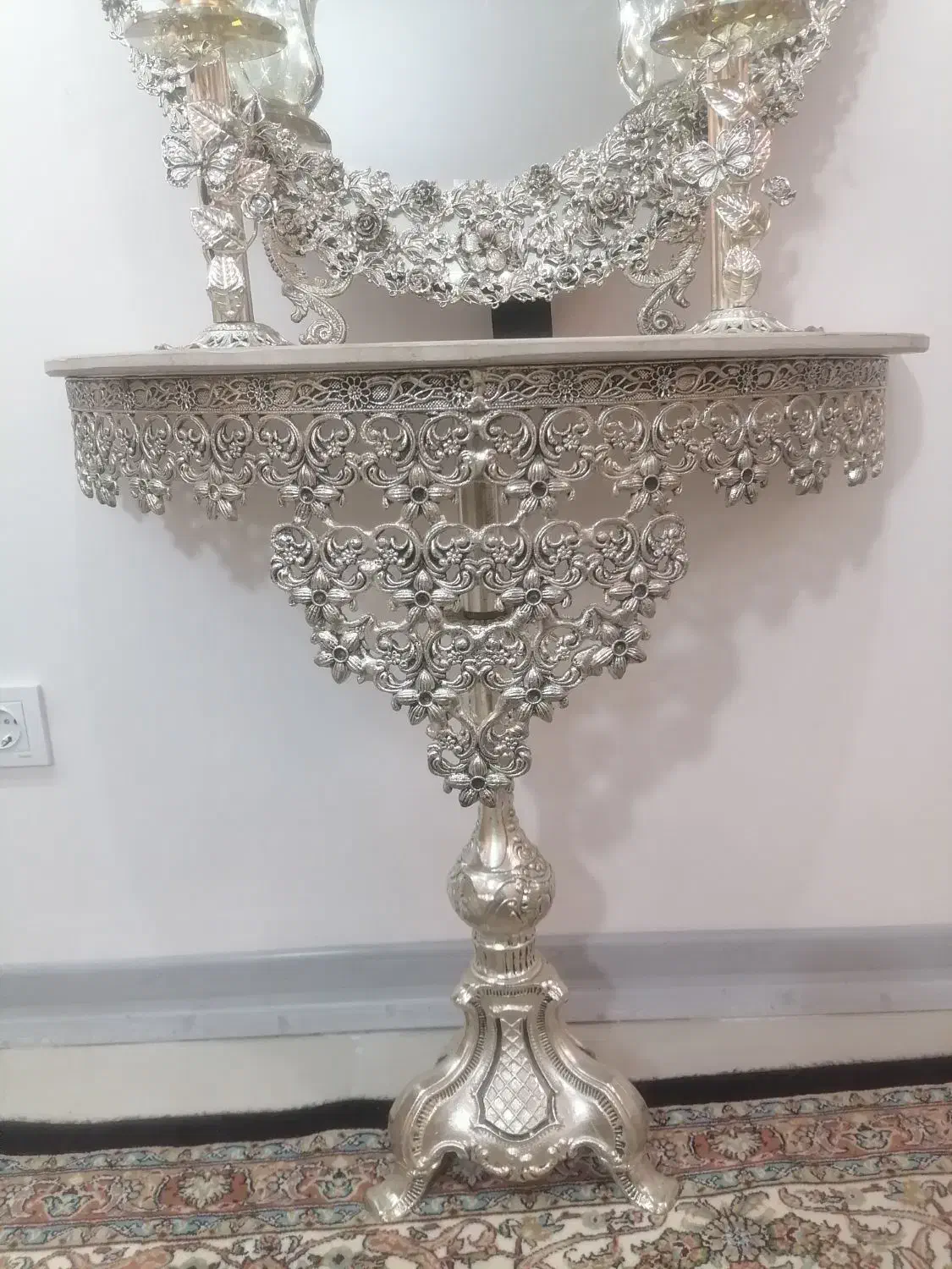 آیینه و شمعدان سیلور|صنایع دستی و سایر لوازم تزئینی|ری, سیزده آبان|دیوار