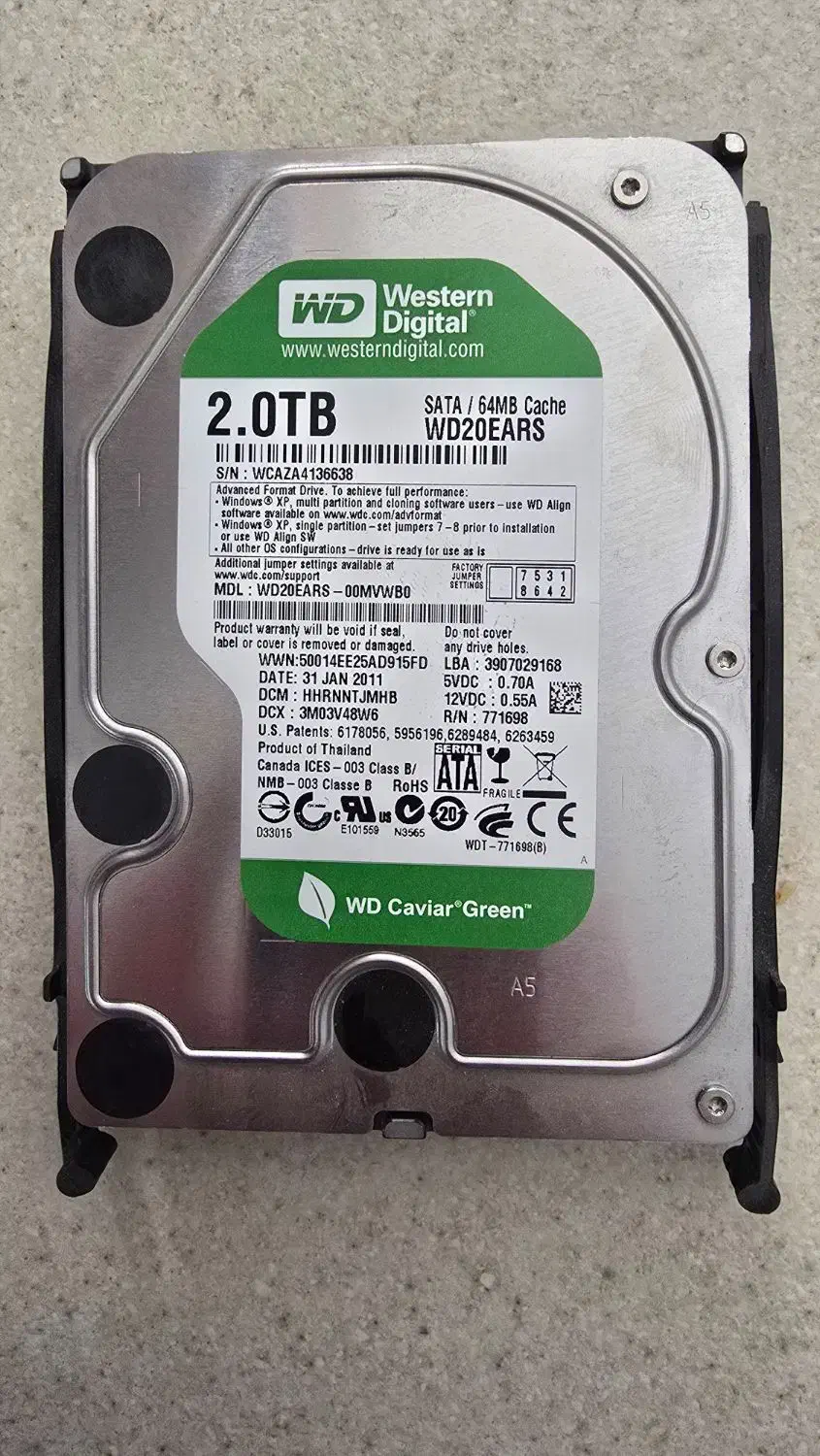 هارد اینترنال ۲ ترابایت وسترن دیجیتال گرین کاور|قطعات و لوازم جانبی رایانه|اصفهان, برازنده|دیوار