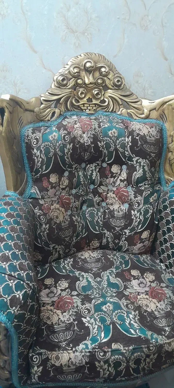 میل سلطنتی چوب راش پارچه مخمل ملایر ۹ نفره|مبلمان خانگی و میز عسلی|قرچک, باقرآباد|دیوار