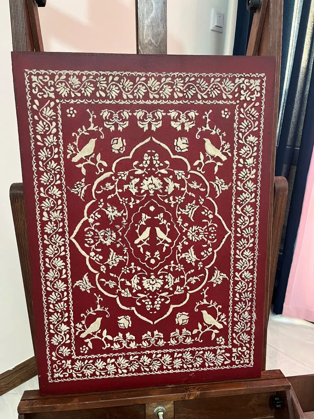 تابلو نقاشی دکوراتیو طرح فرش- برجسته با پودر مخمل|صنایع دستی و سایر لوازم تزئینی|تهران, پیکان شهر|دیوار