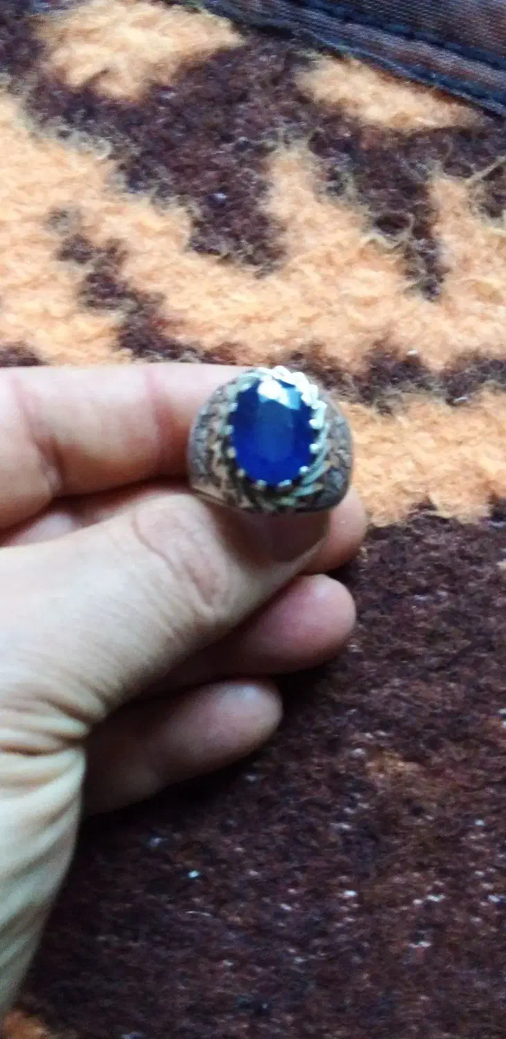 انگشتر نقره جواهری یاقوت کبود واوپال|جواهرات|قم, نیروگاه|دیوار