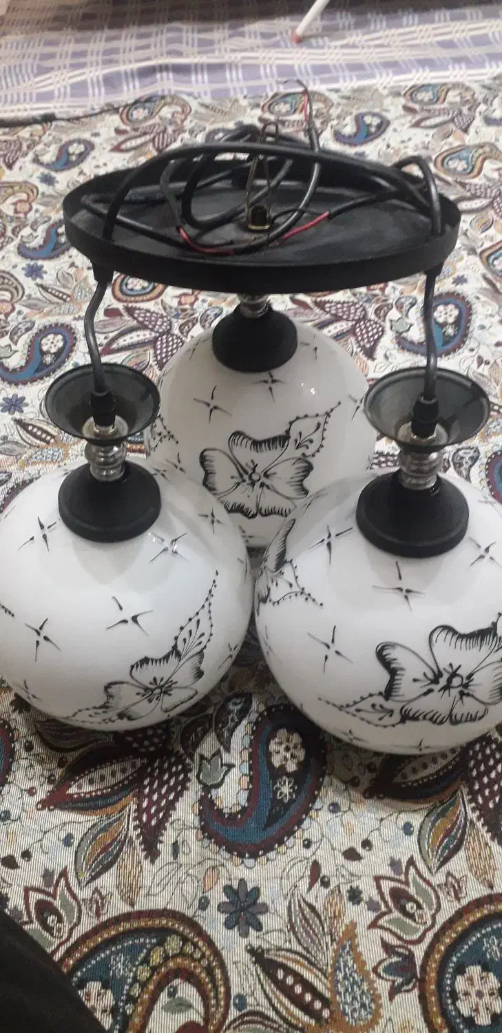 لوستر سه تایی|لوستر و چراغ آویز|قم, نخودی|دیوار