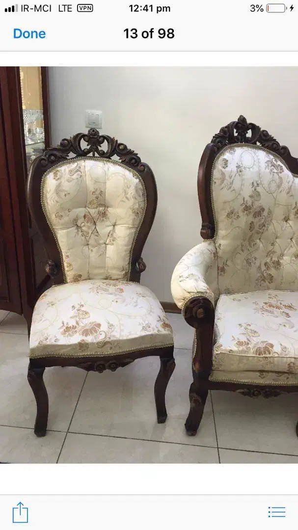 مبلمان ۹نفره تمام چوب روکش پارچه ساتن|مبلمان خانگی و میز عسلی|شیراز, ریشمک|دیوار