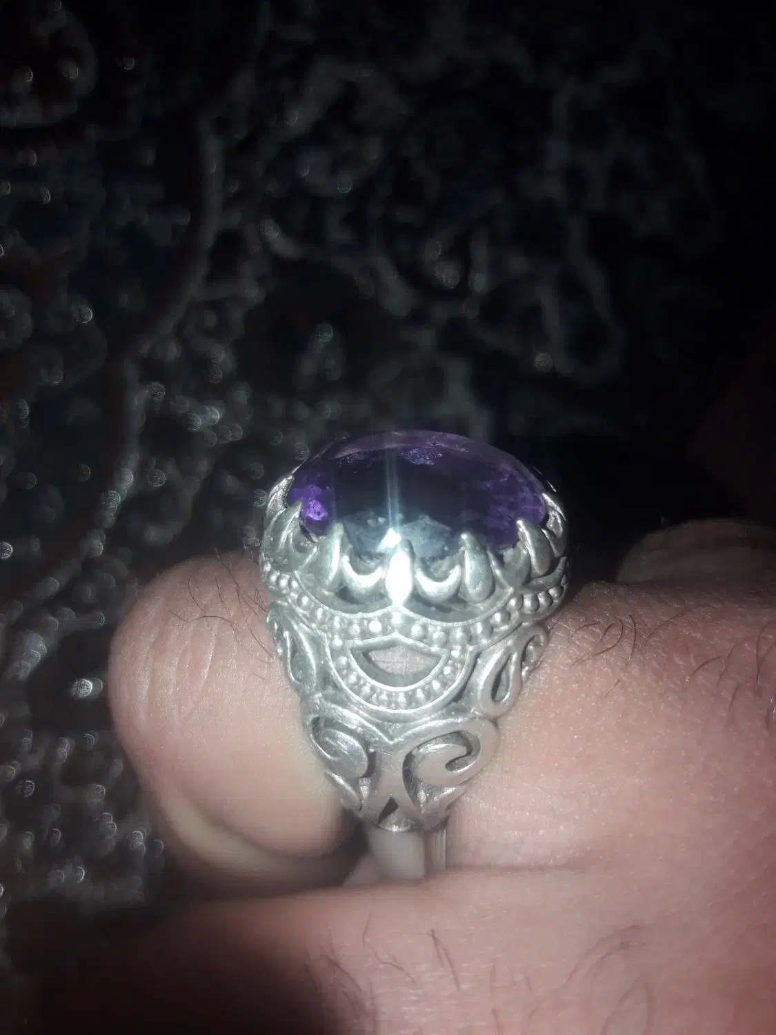 انگشتر نقره امیتیس بنفش شفاف|بدلیجات|میبد, |دیوار