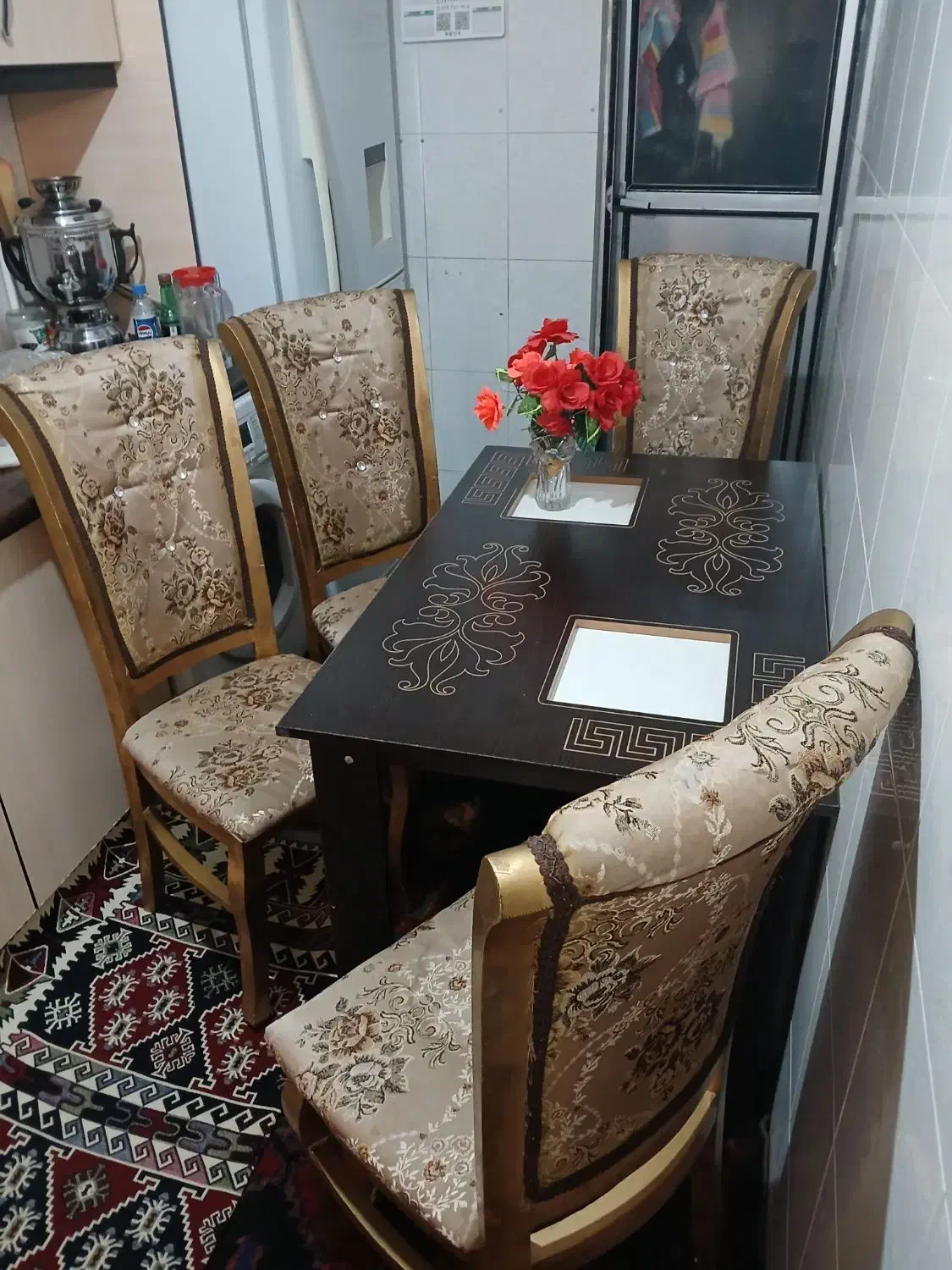 میزغذاخوری چوبی چهارنفره|میز و صندلی غذاخوری|اردبیل, |دیوار