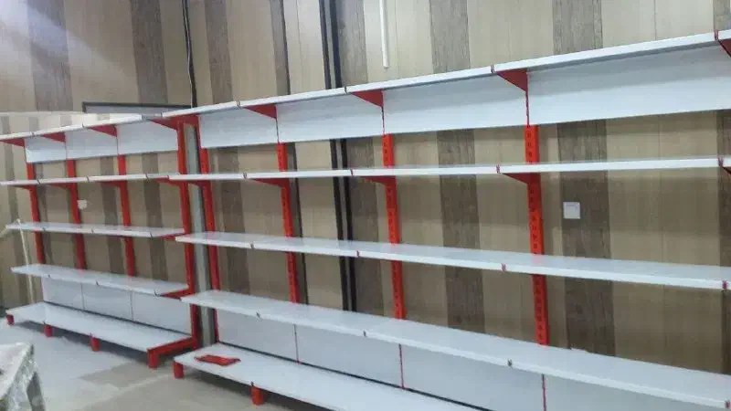 قفسه با متراژ بالا، پیچی، طوسی، سوپری|فروشگاه و مغازه|بروجن, |دیوار