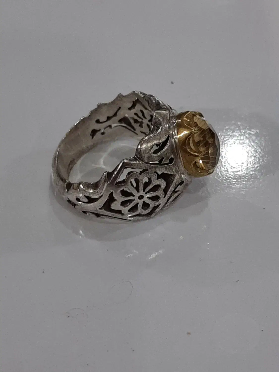 انگشتر نقره نگین سیترین|جواهرات|پرند, فاز ۴|دیوار