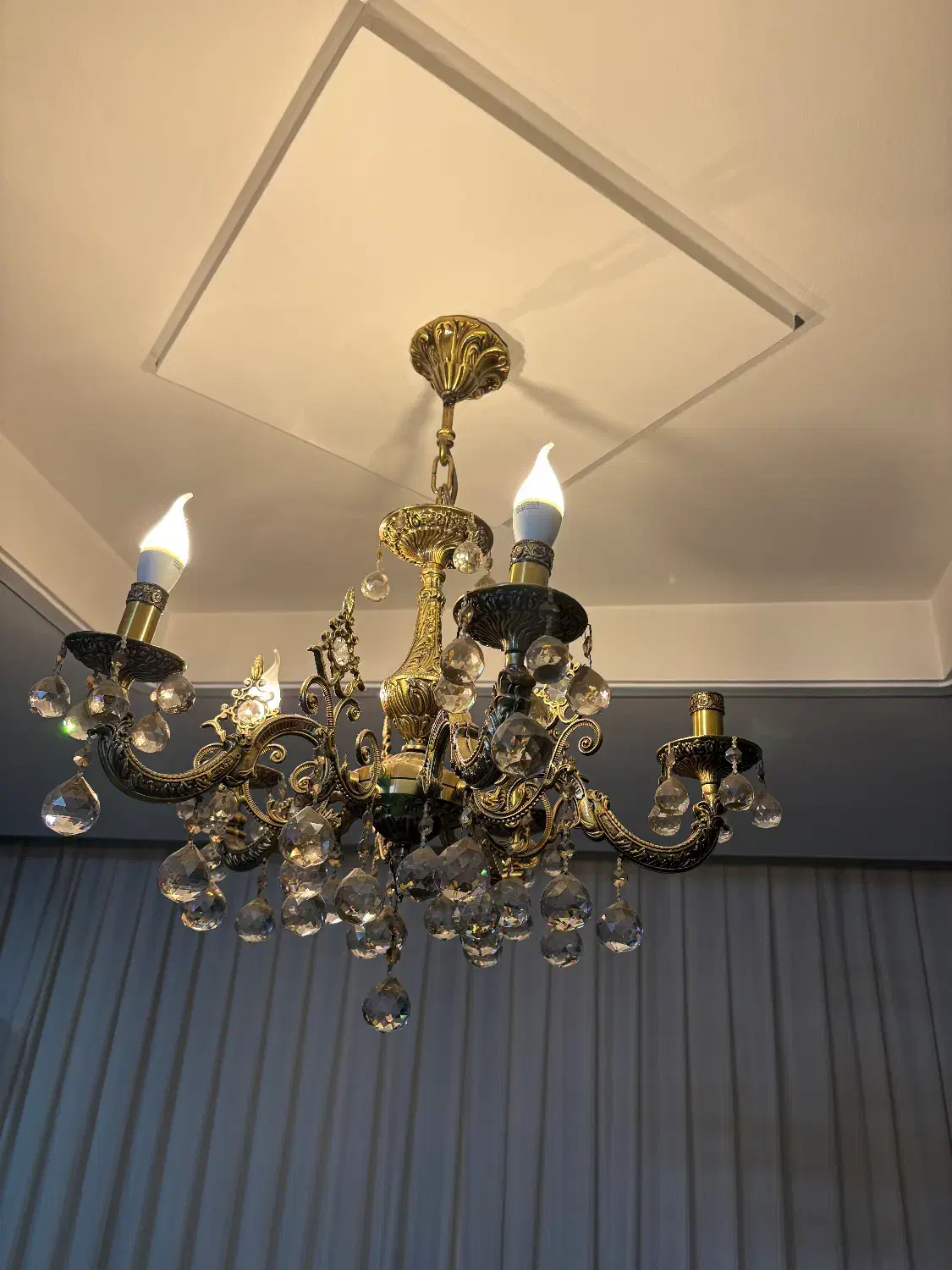 لوستر ۵ شاخه نیک فرجام تمام برنج با شناسنامه|لوستر و چراغ آویز|مشهد, شریف|دیوار