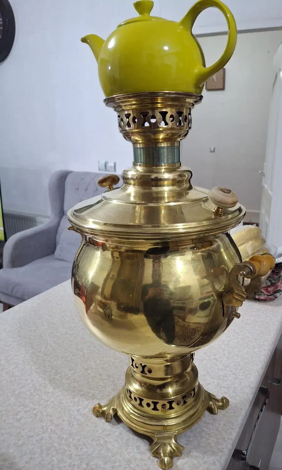 سماورطلایی کارکرده|سماور، چای‌ساز، قهوه‌ساز|مراغه, |دیوار