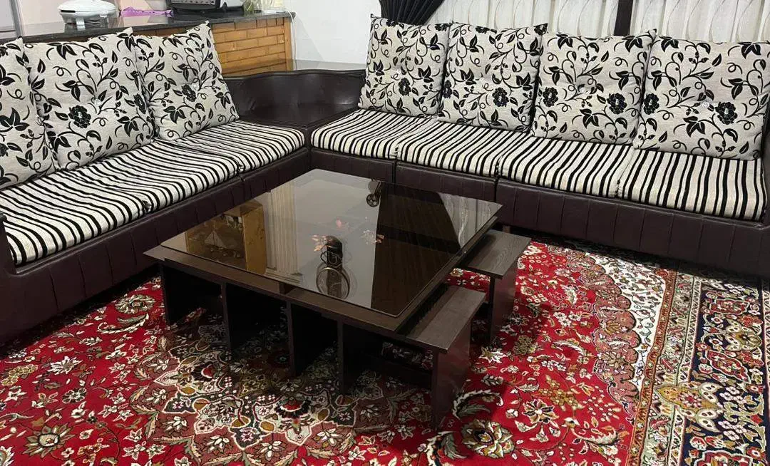 مبل ۹ نفره دسته میزدار با میز گوشه و میز عسلی|مبلمان خانگی و میز عسلی|نوشهر, |دیوار