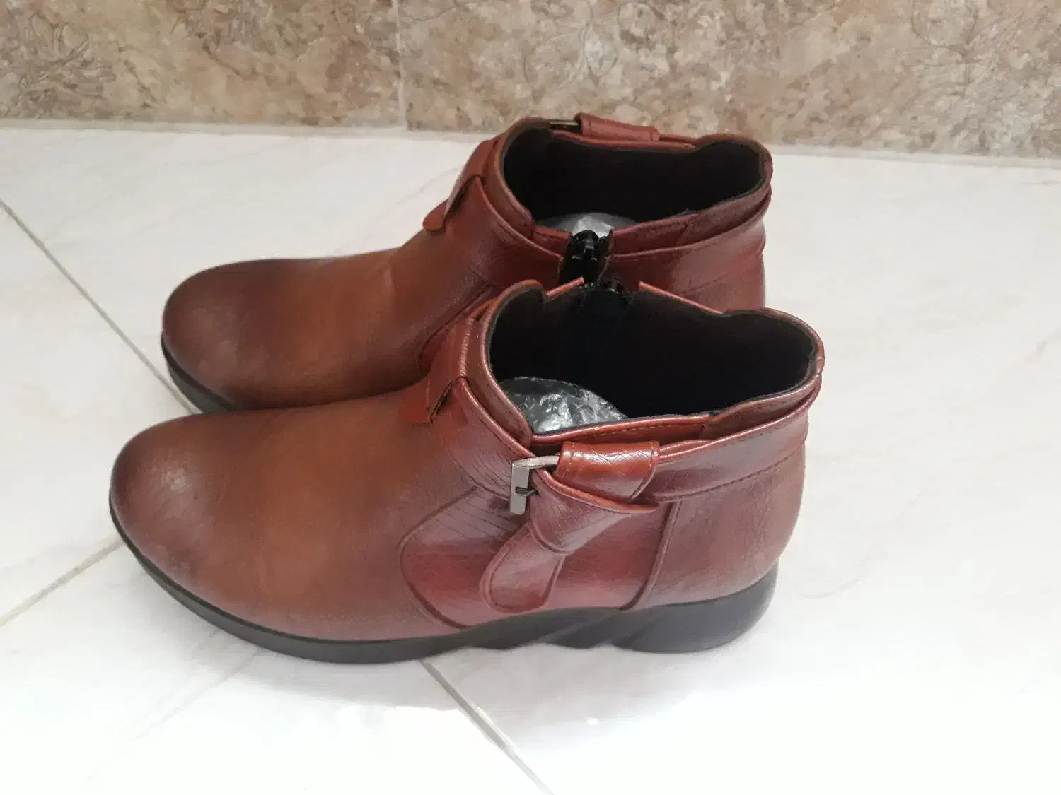 نیم بوت قهوه ای چرم طبیعی تبریز نو|کیف، کفش، کمربند|رشت, دیلمان|دیوار