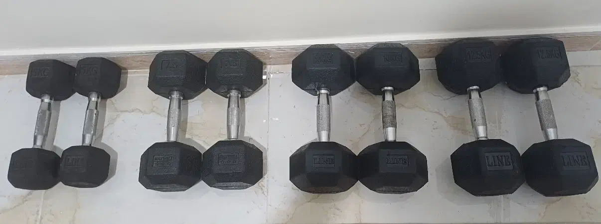 دمبل شش ضلعی در ۴ وزن مختلف|تجهیزات ورزشی|اندیشه, اندیشه فاز ۱|دیوار