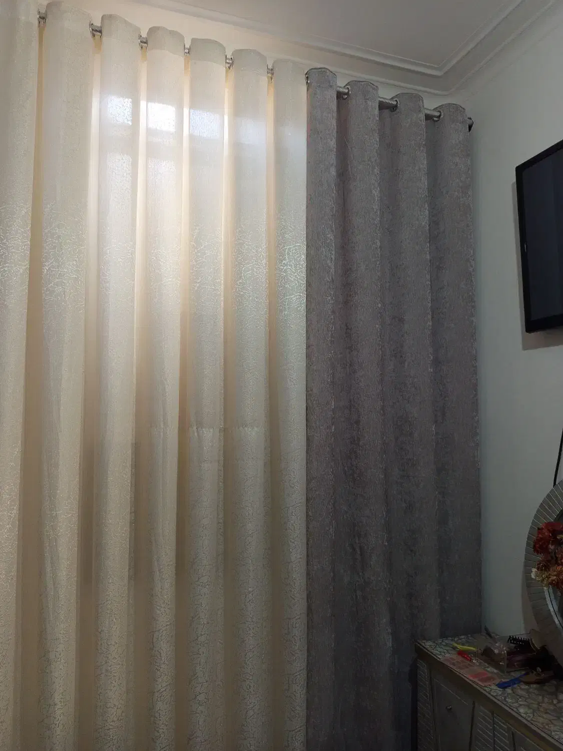 پرده طوسی|پرده، رانر، رومیزی|اهواز, کمپلو جنوبی|دیوار